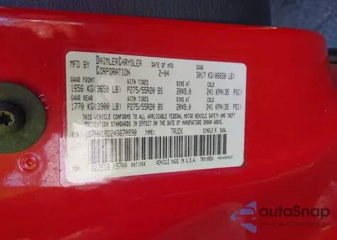 2004 Dodge Ram 1500 Slt/Laramie z USA, uszkodzony, nr VIN 1D7HA18D24S670890